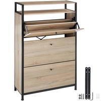 SCHUHSCHRANK Buffalo,inklusive Kippschutz, 81 x 32 x 130 cm,Industrial Holz hell, Eiche Sonoma - Naturfarben, Holzwerkstoff (32/130/81cm) - tectake