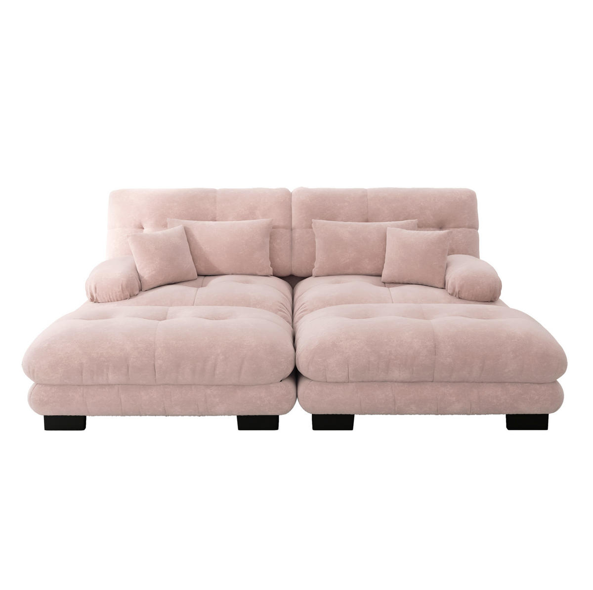 SOFA modular mit Ottomans Chenille Pink - Pink, Kunststoff (145/81/220cm) - Meubliv