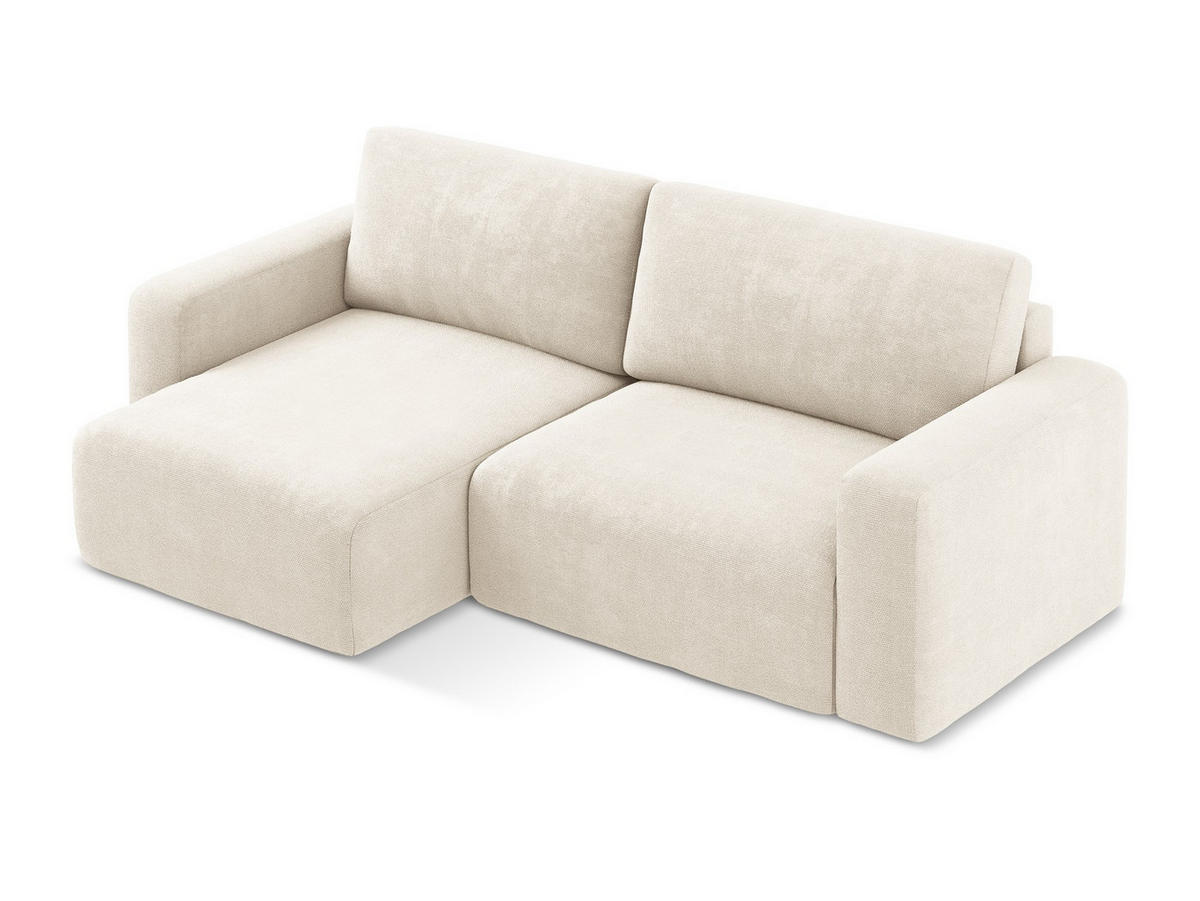 ECKSOFA mit Schlaffunktion links Chenille Stoff Beige - Beige/Creme, Kunststoff/Textil (149/244cm) - Makamii