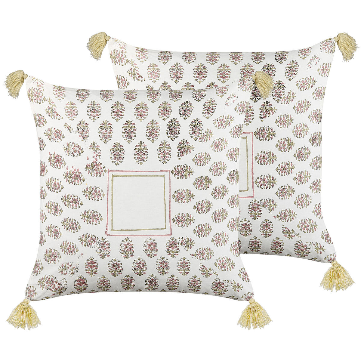 DEKOKISSEN 2er-Set Bunt 45/45 cm Setosa - Multicolor, Naturmaterialien/Textil (45/45cm) - Beliani