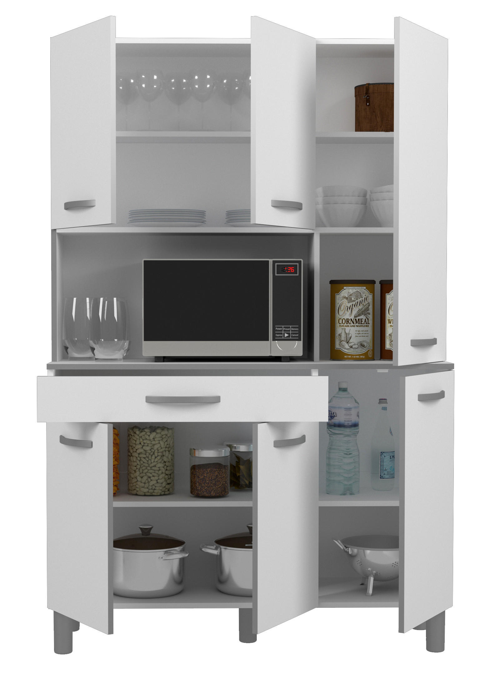 KÜCHENBUFFET Essential 22 in Weiß Küchenmöbel Küchenschrank - Weiß, Holzwerkstoff (80/200/120cm)