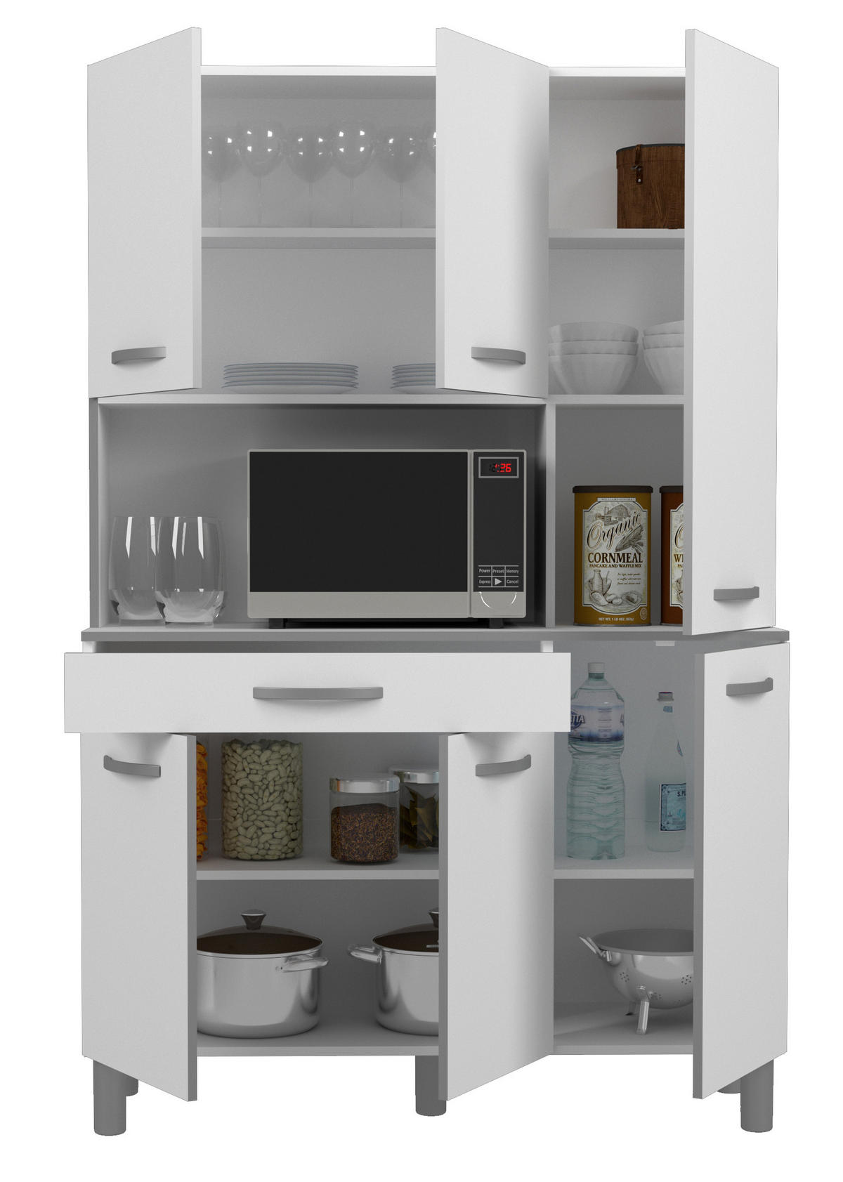 KÜCHENBUFFET Essential 22 in Weiß Küchenmöbel Küchenschrank - Weiß, Holzwerkstoff (80/200/120cm)