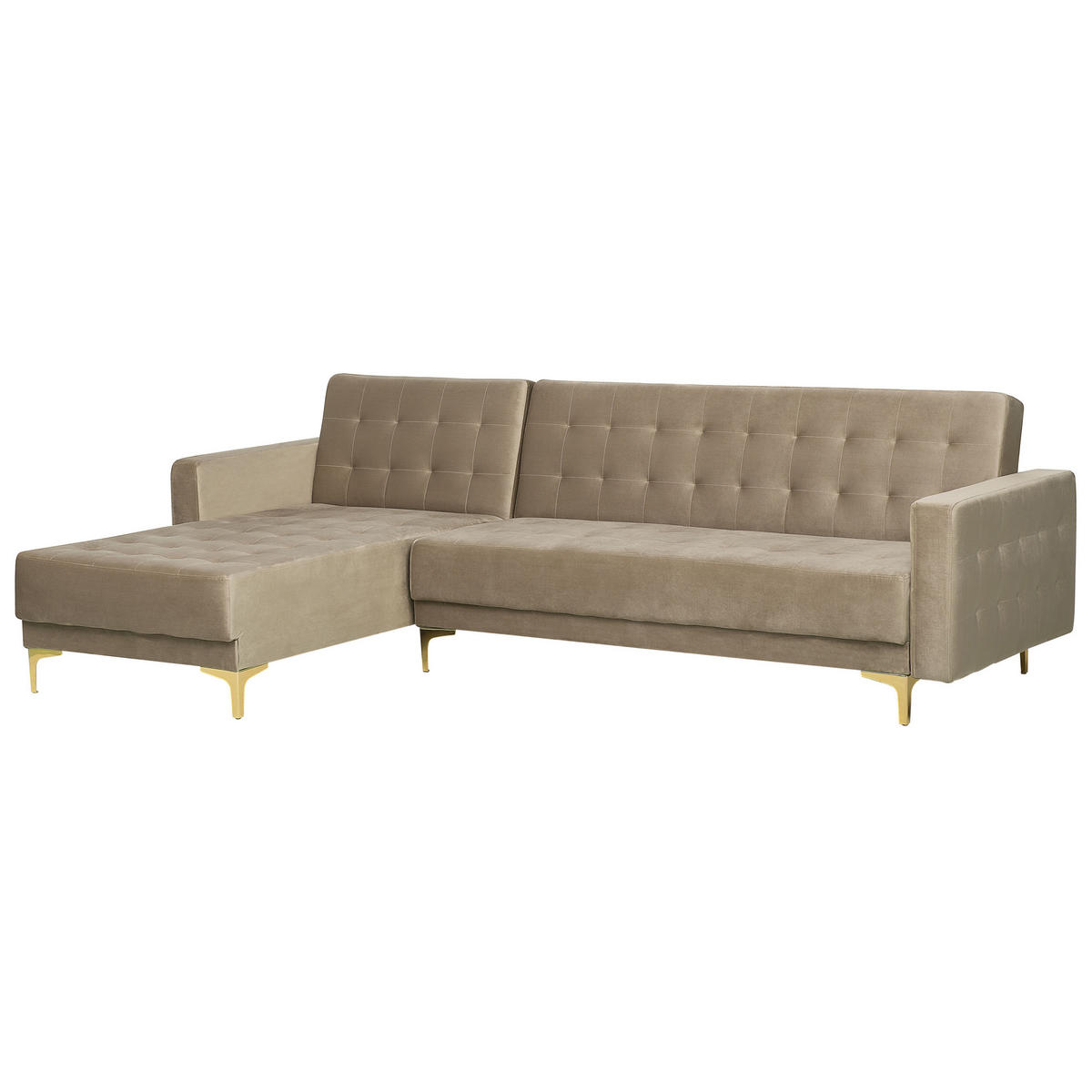 ECKSOFA Samtstoff Sandbeige linksseitig Aberdeen - Beige, Textil (267/168cm) - Beliani