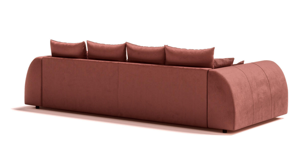 BIGSOFA Levana 5 Sitzer Terrakotta Cord-Stoff - Terracotta/Schwarz, Holz/Kunststoff (310/86/135cm) - S-Style Möbel
