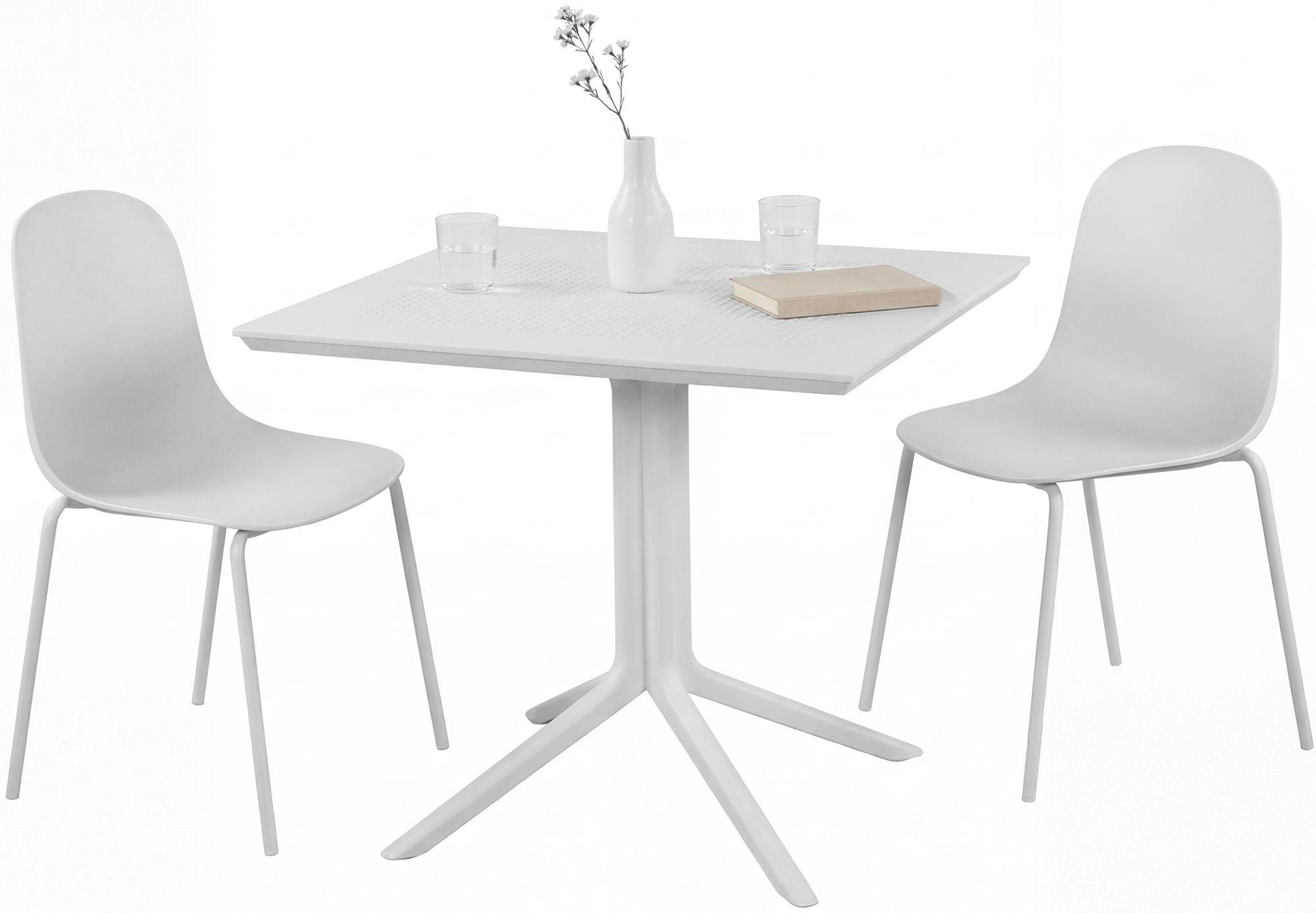 GARTENMÖBEL-SET Mara 2 Stühle 186x80x85cm Kunststoff Weiß Balkonset - Weiß, Kunststoff - DELUKE