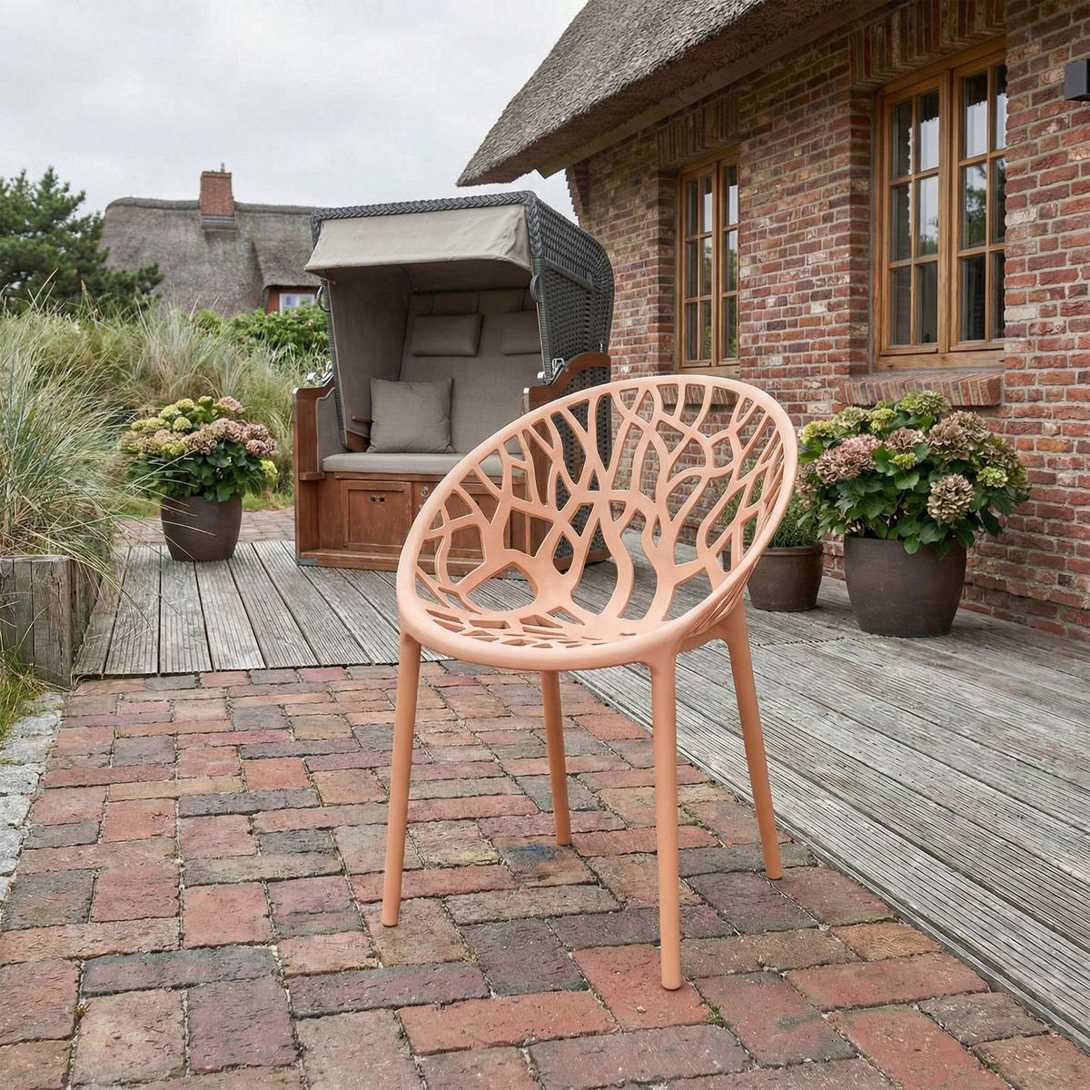 GARTENSTUHL Kunststoff Pfirsich - Pink, Kunststoff (59/80/60cm) - CLP