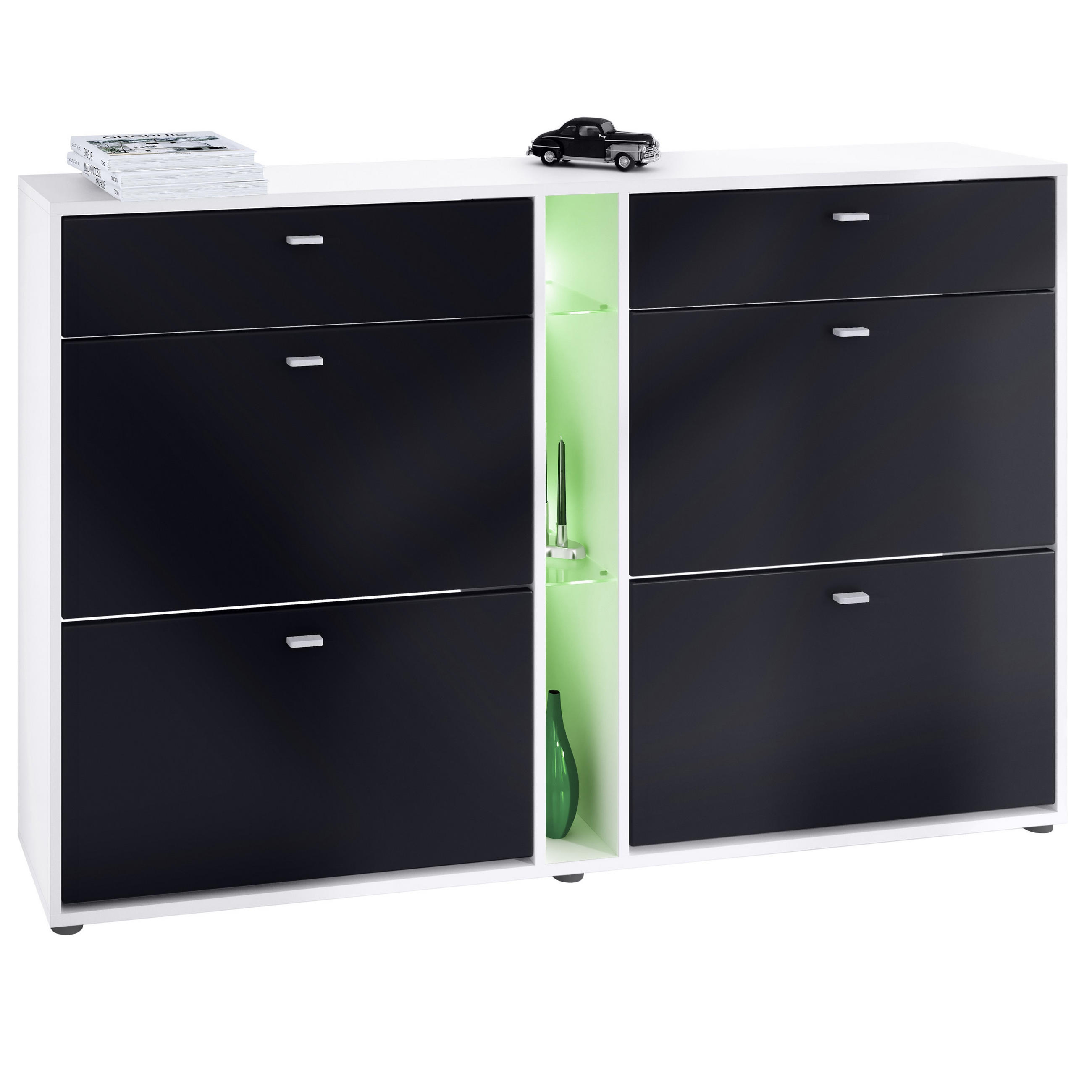 SCHUHSCHRANK Today Fronten in Schwarz matt - Schwarz, Holzwerkstoff (155.5/95/28cm) - Vladon