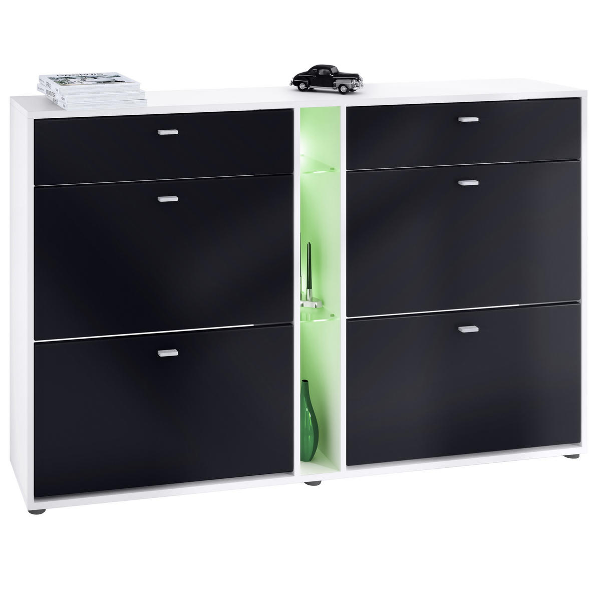 SCHUHSCHRANK Today Fronten in Schwarz matt - Schwarz, Holzwerkstoff (155.5/95/28cm) - Vladon