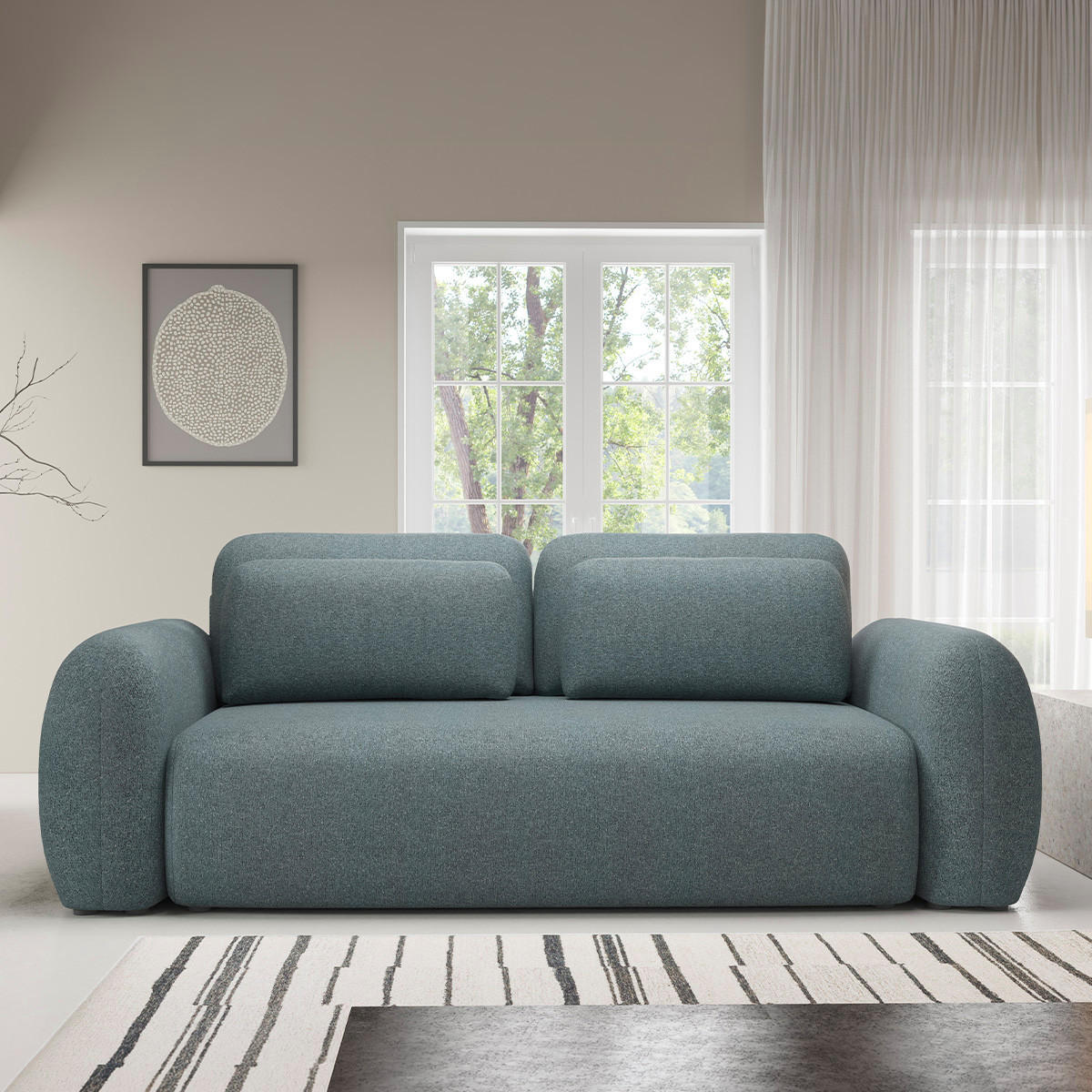SOFA Carmela 3 Sitzplätze Blau - Blau, Holz (266/95/121cm) - Petits-meubles