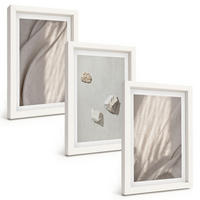 BILDER SET 3er Set - 20x30 cm Weißer Rahmen - Nahaufnahmen der Struktur im Boho-Stil - Weiß, Kunststoff (20/30cm) - TULUP