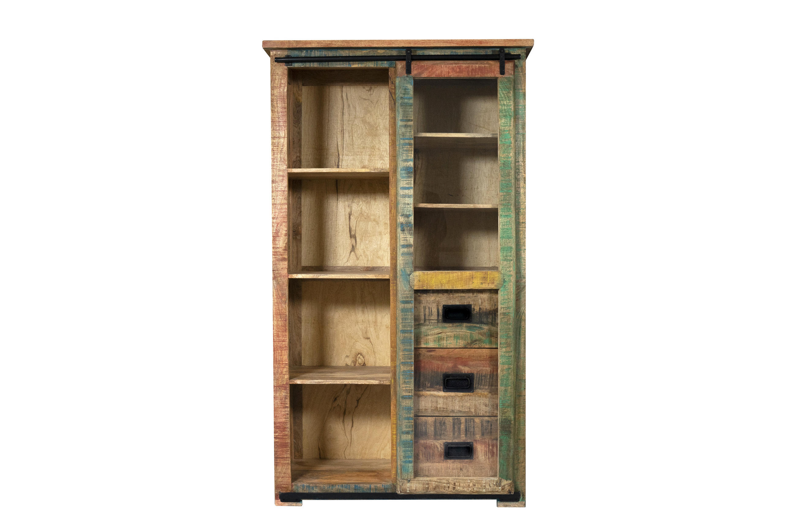 HIGHBOARD LIBRO - Hellbraun/Multicolor, Akazienholz/Holz (45/175/100cm) - SAM