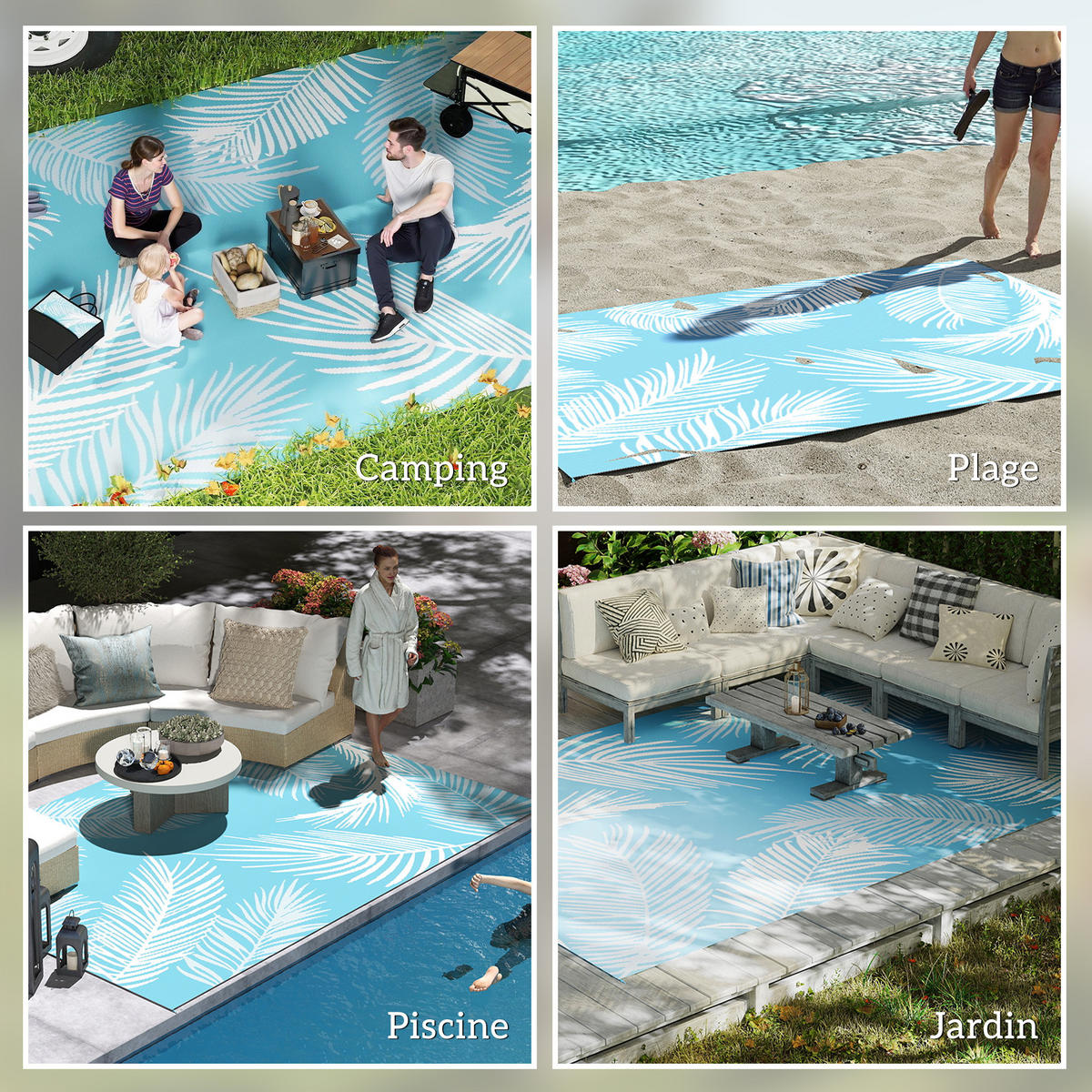 OUTDOORTEPPICH DE-18917 wendbar & wetterfest Blau - Blau, Kunststoff (182/274cm) - ComfortXL