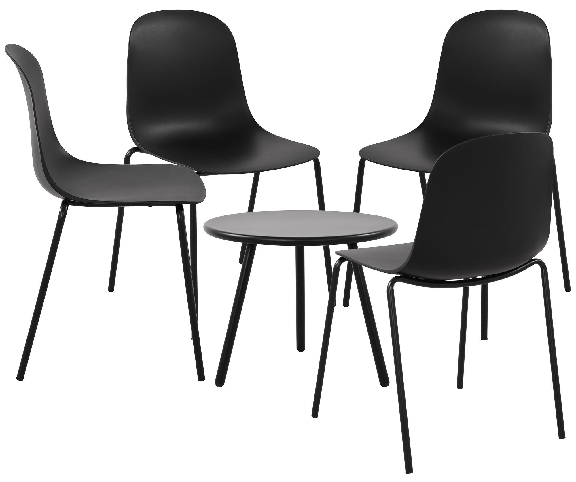 GARTENSITZGRUPPE Kunststoff Schwarz - Schwarz, Kunststoff - CLP