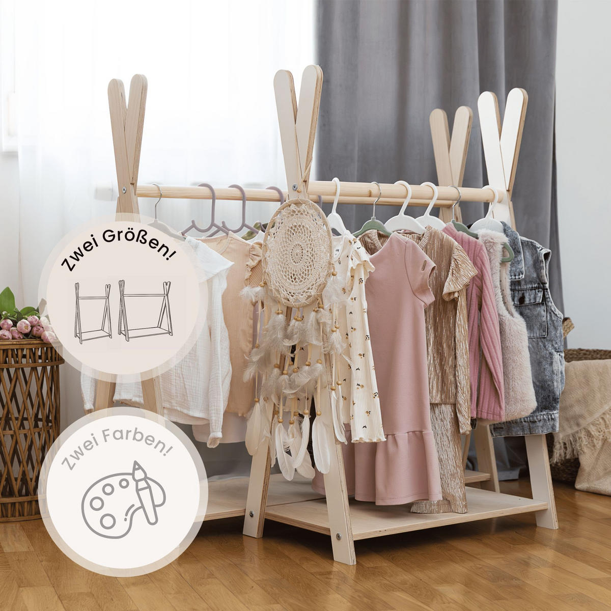 KLEIDERSTÄNDER für Kinder, Weiß - Weiß, Holz (36/97/98cm) - MeowBaby