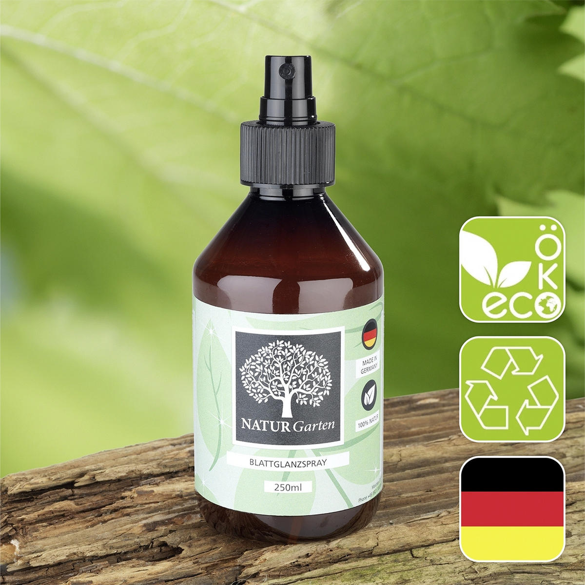 BLATTGLANZSPRAY NaturGarten 250 ml - Braun, Glas - Maximex