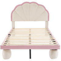POLSTERBETT mit LED-Beleuchtung 90/200 cm in Samt Beige/Rosa - Weiß, Textil (90/200cm) - BEAOK