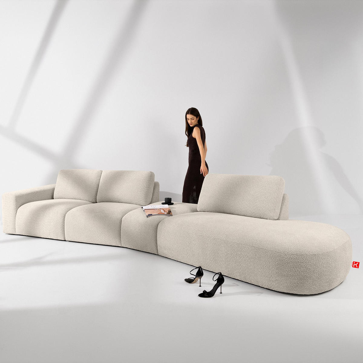 5-SITZER ECKSOFA ZUCCO Boucle rechts, Beige - Beige, Textil (430/84/105cm) - KONSIMO®