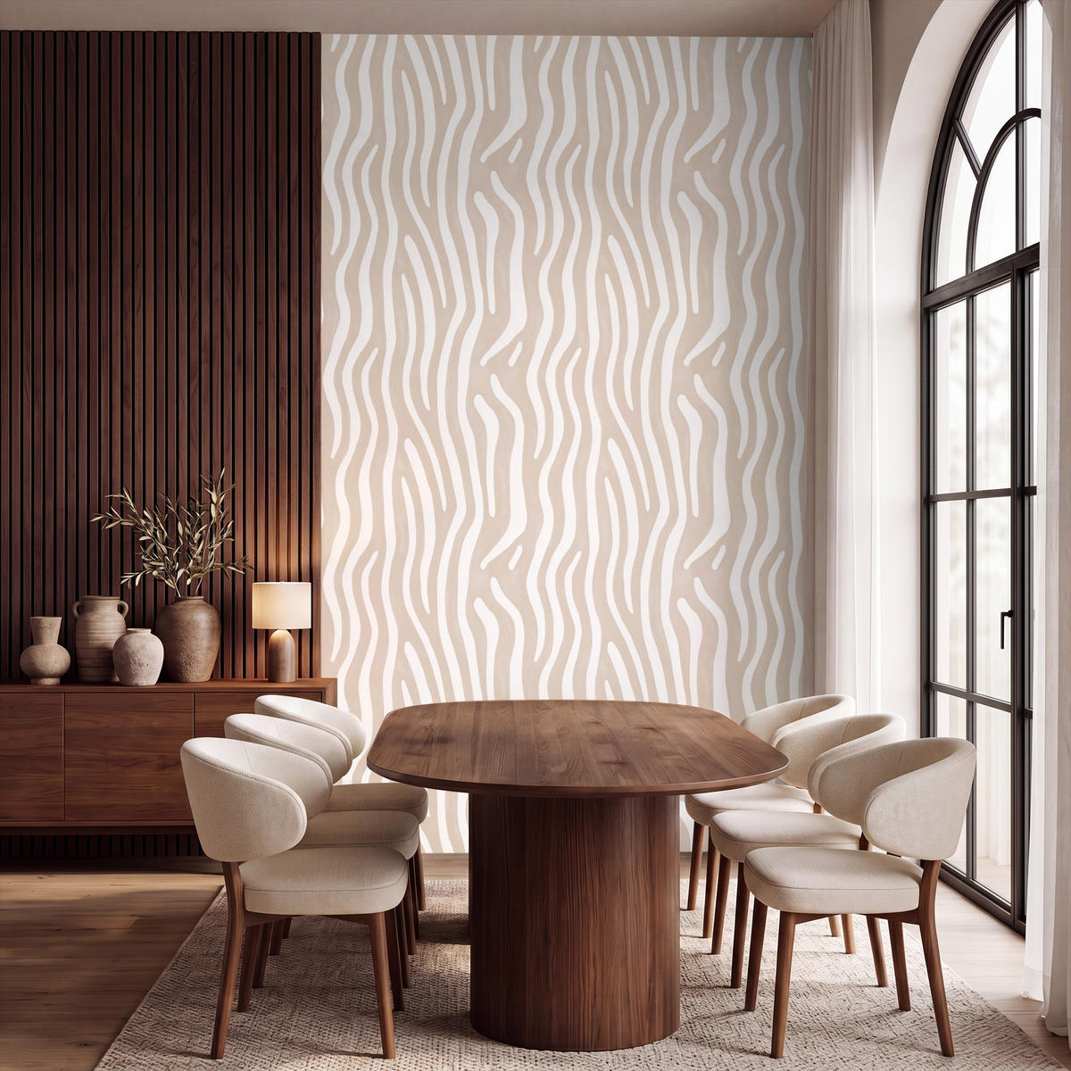 TAPETE - Abstrakt - Zebra - Beige - 180x300 cm - Beige, Papier (180/300cm) - OnlyWow