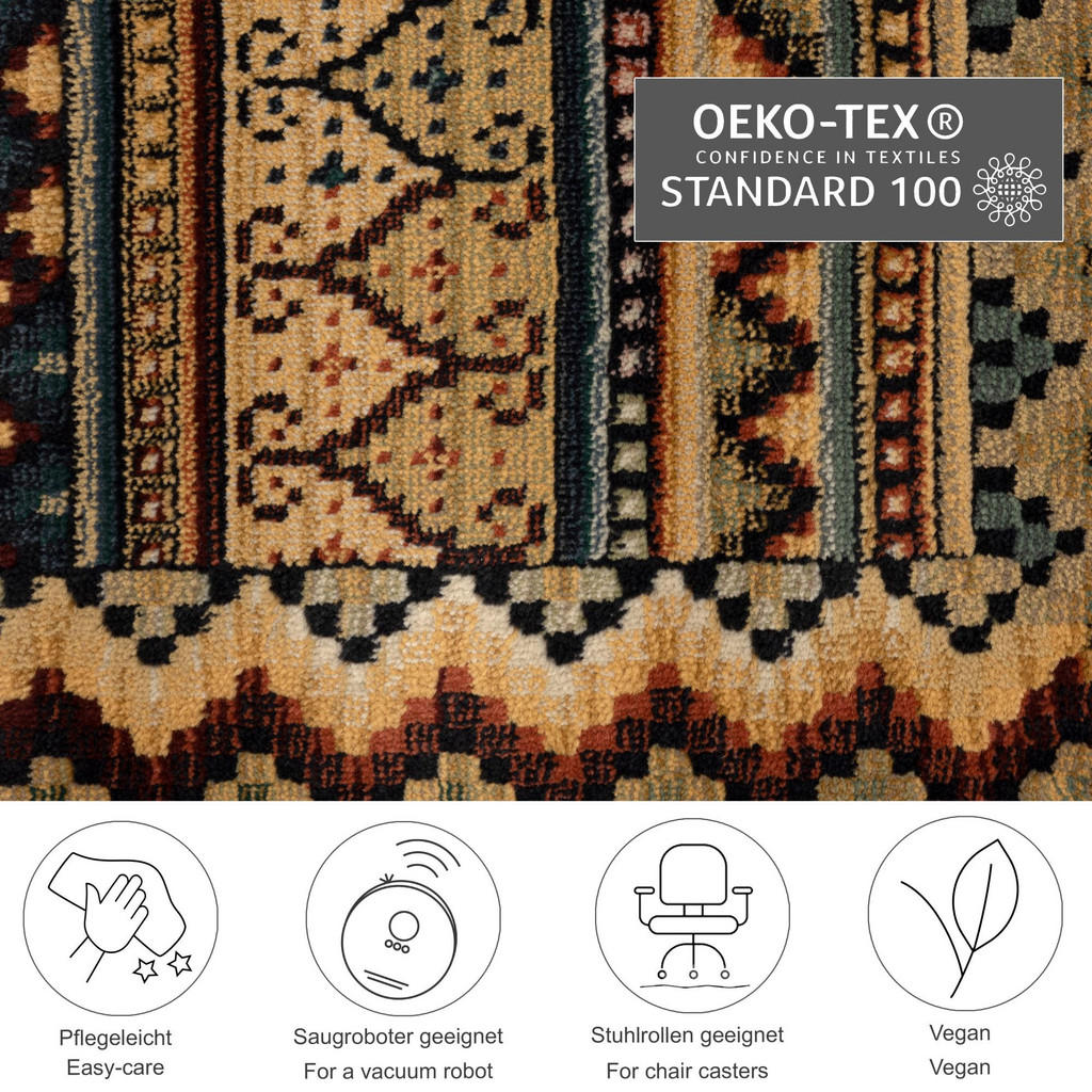 Thumbnail - Theko Webteppich, Mehrfarbig, Textil, Rauten, Freiform, 68x235 cm, Oeko-Tex®, für Fußbodenheizung geeignet, Teppiche & B...