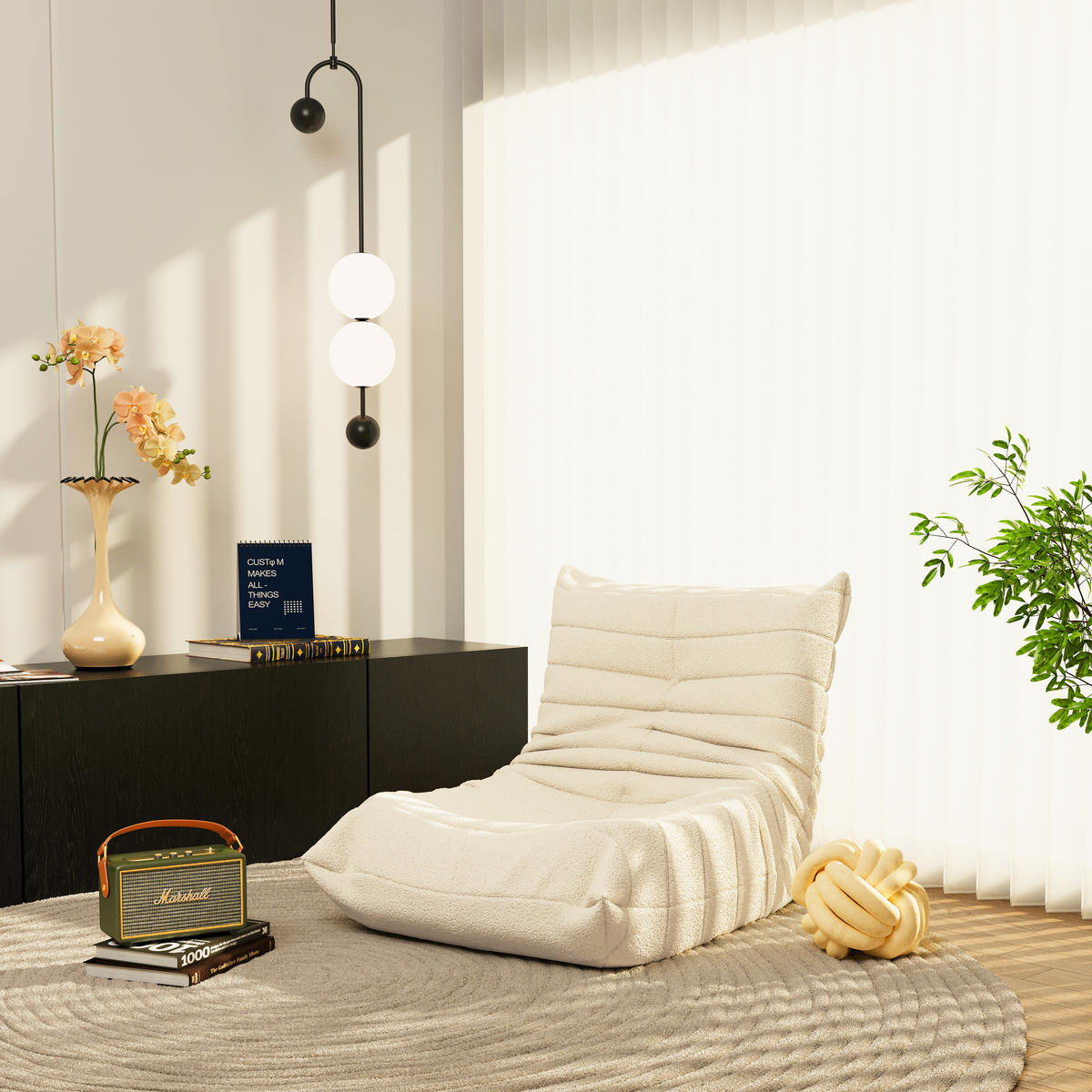 LIEGESESSEL 85/110/79 cm Beige Ergonomische Unterstützung für Schlafzimmer Wohnzimmer - Beige, Textil (110/79/85cm) - OKWISH