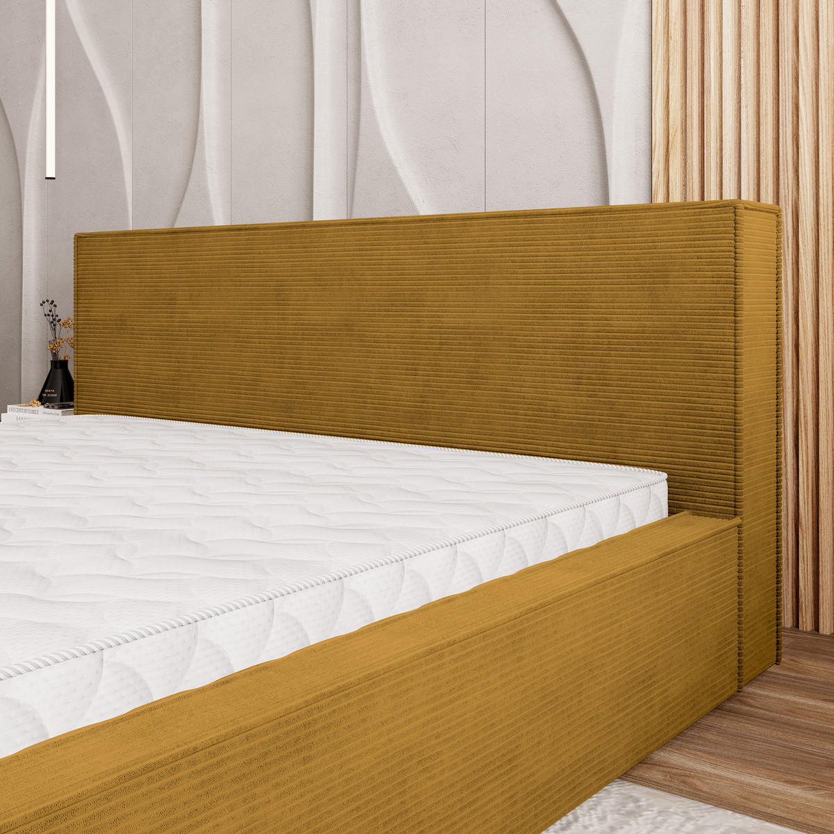 POLSTERBETT CELORA 160x200 cm mit Bettkästen - Gelb - Gelb, Holz (160/200cm) - MASSENO