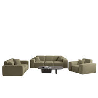 SOFASET Celes Premium 3-2-1 In Opera - Olivgrün, Holzwerkstoff/Textil (225/73/88cm) - Fun Möbel