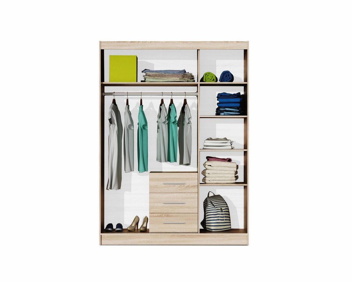 DREHTÜRENSCHRANK LABOO 147/200/58 cm in Weiß - Weiß, Holzwerkstoff (147/200/58cm) - Deine Möbel 24