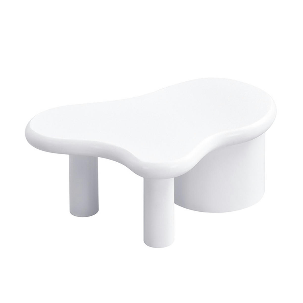 COUCHTISCH Weiß Unregelmäßig 2 Schubladen Platzsparend Stabil Mehrzweck - Weiß, Holz (58.42/50.8/41.28cm) - FLIEKS