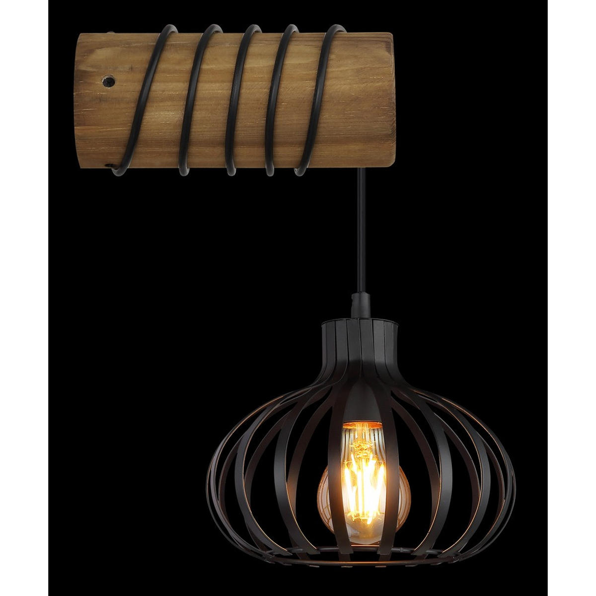 WANDLEUCHTE CALDWELL Holz braun Retro, mit Steckdose - Braun, Holz (20/59/29cm) - Globo Lighting