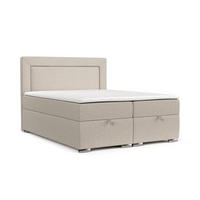 BOXBETT Lontano 120/200 cm Hellbeige im Megan Stoff - Sandfarben/Chromfarben, Holz/Holzwerkstoff (120/200cm) - AltaBeds