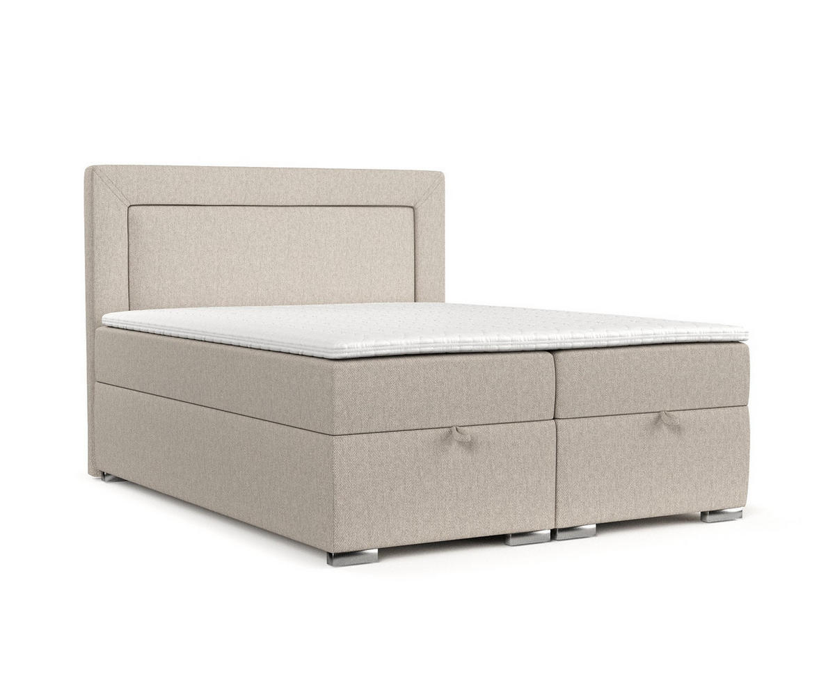 BOXBETT Lontano 120/200 cm Hellbeige im Megan Stoff - Sandfarben/Chromfarben, Holz/Holzwerkstoff (120/200cm) - AltaBeds