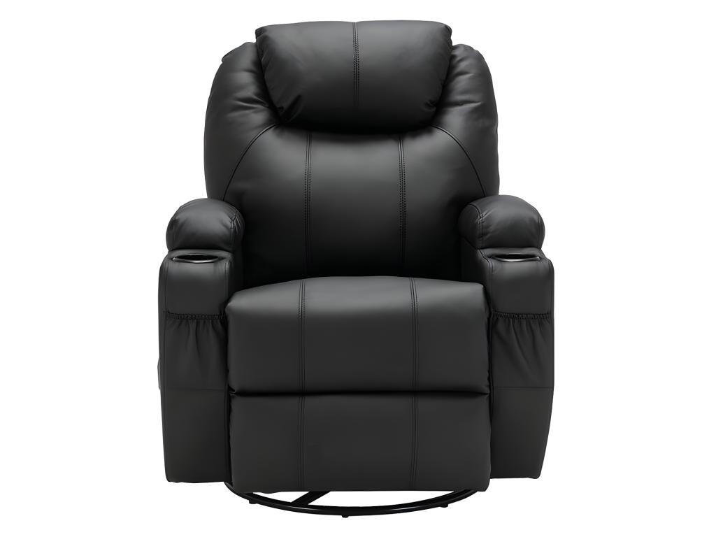 MASSAGESESSEL - Kunstleder - Schwarz - SILVANO - Schwarz, Leder (95/105/82cm) - Vente-Unique