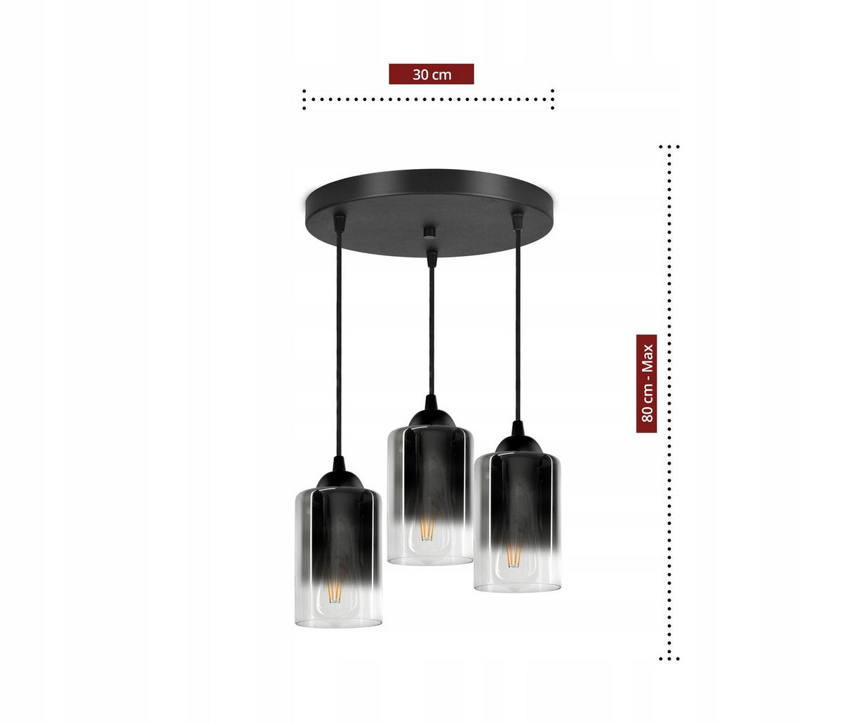 PENDELLEUCHTE GRAF - Transparent/Anthrazit, Glas/Metall (35/35/80cm) - kiki design
