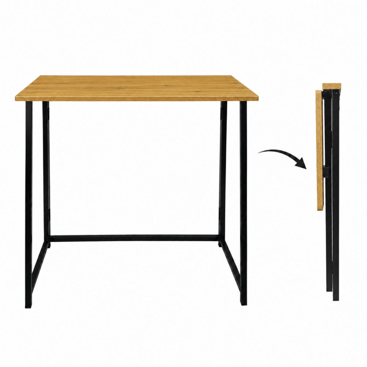 KLAPPSCHREIBTISCH MDF Metall Eiche Schwarz 80 x 40 x 74 cm platzsparend - Eichefarben/Schwarz, Holzwerkstoff/Metall (40/80/74cm) - Begryf