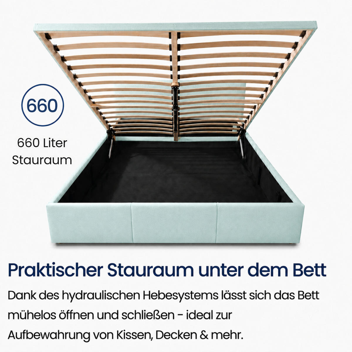 POLSTERBETT mit Stauraum 140x200 cm in Hellblau - Hellblau, Holzwerkstoff (140/200cm) - Home Collective