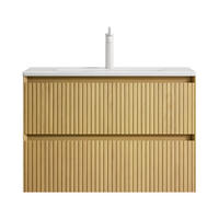 BADEZIMMERSCHRANK 75x39x51.5 cm Goldene Eiche & Weiß aus Keramik mit 2 Schubladen - Eichefarben, Keramik (75/51.5/39cm) - Modfu