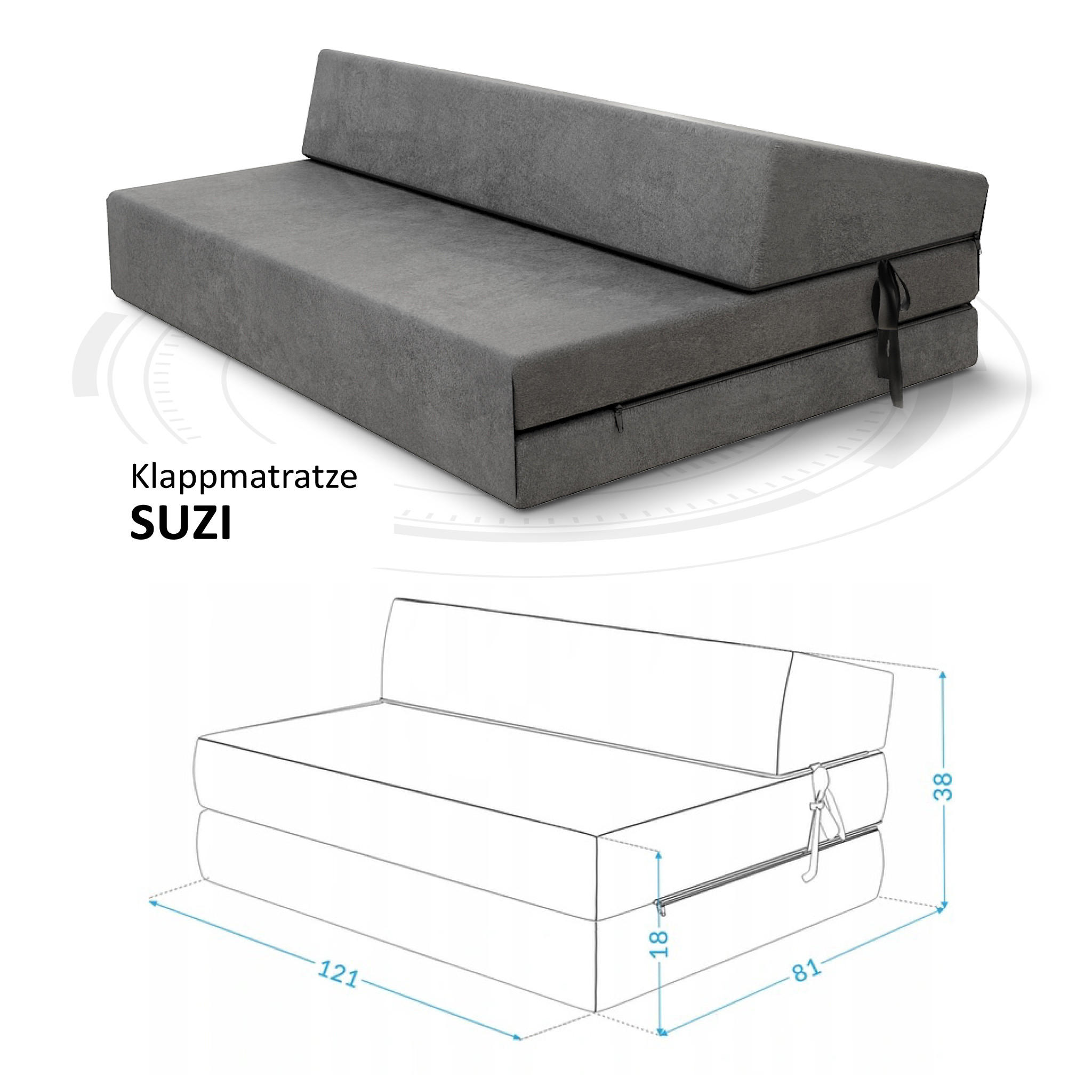 KLAPPMATRATZE SUZI - Grau, Textil (120/200cm) - FDM