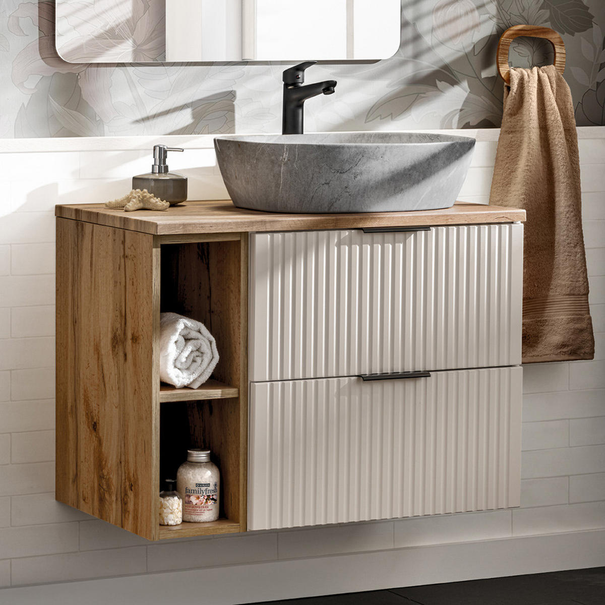 WASCHTISCH Adelaide-56 - Beige, Holzwerkstoff (81/73/47cm) - Lomado