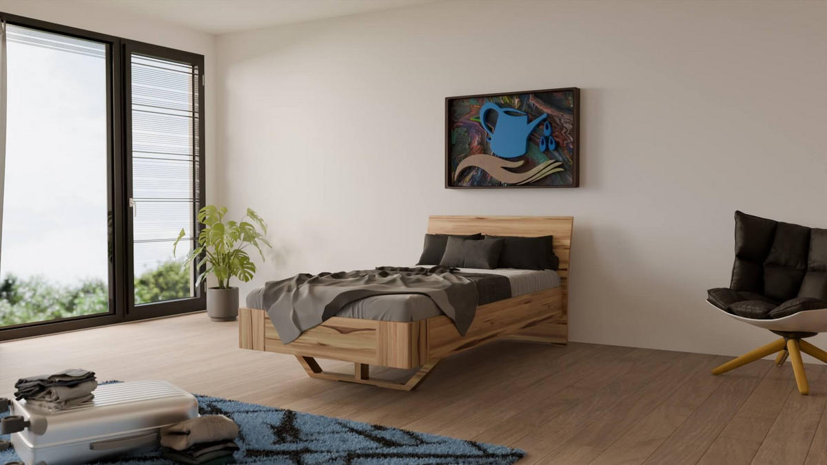 SCHWEBEBETT 120/200 cm aus Kernbuche - Braun, Holz (120/200cm) - MeinMassivholz