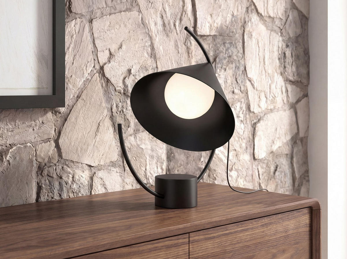 TISCHLEUCHTE aus schwarzem Stahl 52/32/55 cm - Schwarz, Metall (32/52/55cm) - The Lumine