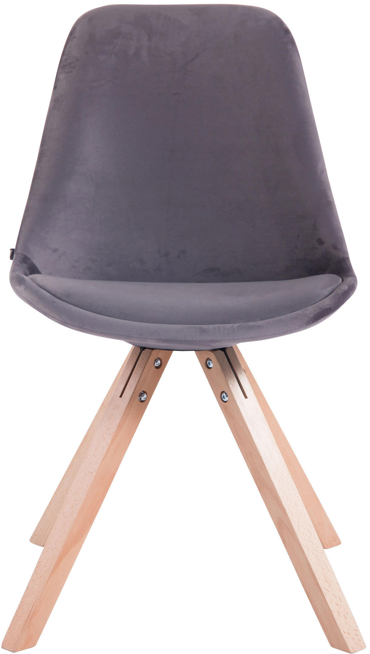 STUHL Samt dunkelgrau - Eukalyptusholzfarben/Dunkelgrau, Holz/Textil (48/84/56cm) - CLP