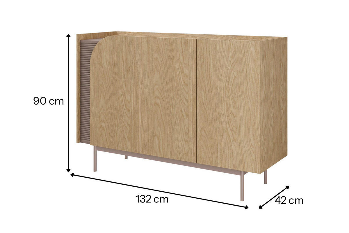 KOMMODE CARLO 07 132/90/42 cm in Frühlingseiche / Toffee - Eichefarben, Holzwerkstoff (132/90/42cm) - Deine Möbel 24