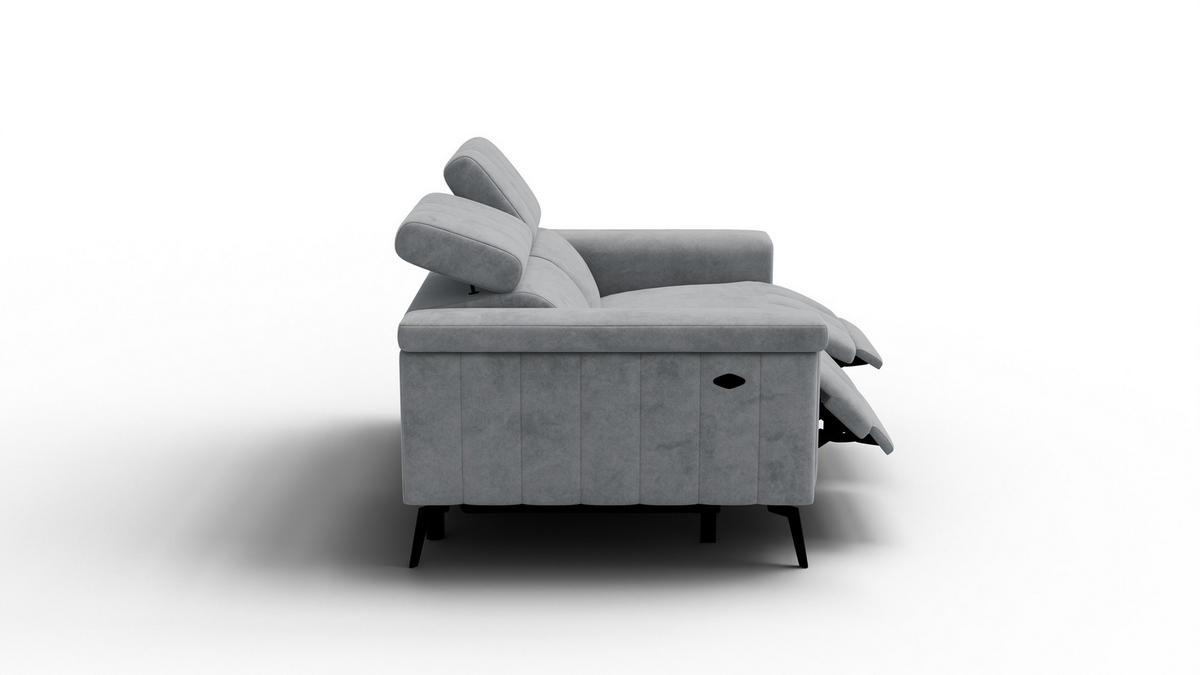 RELAXSOFA NORDEL 2-Sitzer, grau - Schwarz/Grau, Holz/Textil (150/80/105cm) - Courtois Laville
