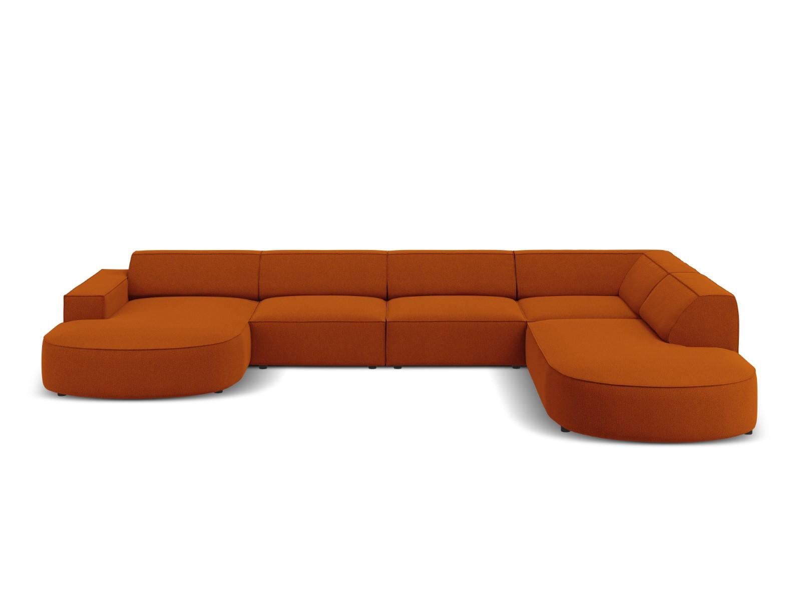 PANORAMASOFA rechts Jodie aus strukturiertem Stoff terrakotta 7 Sitzplätze - Terra cotta, Textil (262/70/364cm) - Micadoni