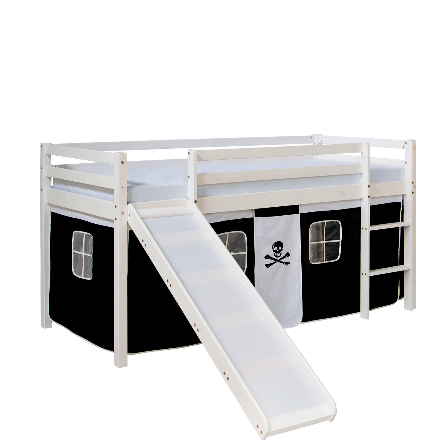 HOCHBETT mit Rutsche 90/200 cm Pirat - Schwarz/Weiß, Holz - Homestyle4u