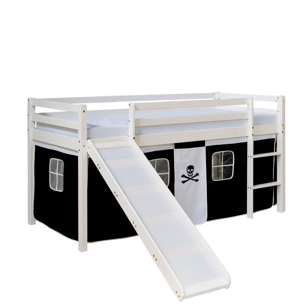 HOCHBETT mit Rutsche 90/200 cm Pirat - Schwarz/Weiß, Holz - Homestyle4u