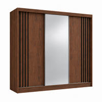 KLEIDERSCHRANK Nila 240 cm Nussbaum Warmia Spiegel 4 Schubl. Griffe schwarz - Nussbaumfarben, Holzwerkstoff (240/216/61cm) - KS Home Concept