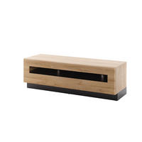 LOWBOARD M14 Schwarz Hochglanz & Grandson Oak hell 140/46/48 cm breit - Eichefarben, Holzwerkstoff (140/46/48cm) - Livojo
