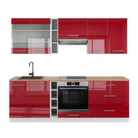 KÜCHENZEILE Fame-Line Bordeaux Hochglanz/Weiß 235 cm, AP Eiche - Bordeaux/Weiß, Holzwerkstoff (235/81.6/60cm) - Vicco