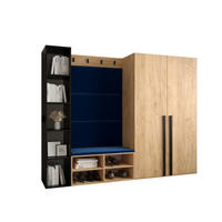 GARDEROBEN-SET 214/184/42 - Eichefarben/Schwarz, Holz/Kunststoff (214/184/42cm) - MÖBEL KRYSPOL